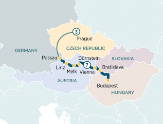 Маршрут круиза «Рождественские ярмарки Дуная и Прага»