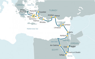 Маршрут круиза «Древние чудеса Средиземного и Красного морей»