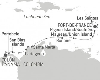 Маршрут круиза «Панама, Колумбия и Карибские острова»