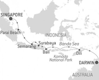 Маршрут круиза «Священные храмы и природные заповедники Индонезии»