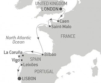 Маршрут круиза «От Лондона до Лиссабона: путешествие по западным берегам Европы – со Smithsonian Journeys»