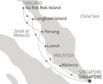 Маршрут круиза «Мультикультурные открытия от Малайзии до Таиланда»