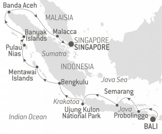 Маршрут круиза «Острова, города и вулканы Индонезии»
