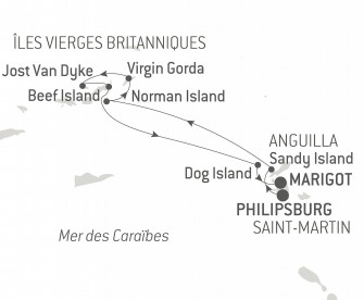 Маршрут круиза «Под парусами в самом сердце Малых Антильских островов»