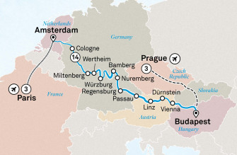 Маршрут круиза «Рождество и Новый год: круиз, Прага и Париж »