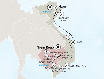 Маршрут круиза «Камбоджа и Вьетнам: роскошный Меконг»