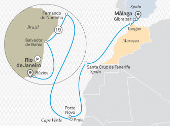Маршрут круиза «Пересекая Трансатлантику: из Бразилии в Испанию»