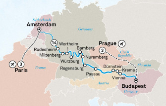 Маршрут круиза «Рождество и Новый год: круиз, Прага и Париж »