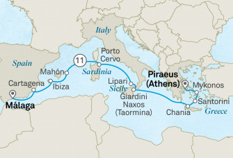 Маршрут круиза «Острова Средиземноморья»