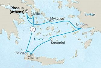 Маршрут круиза «Сокровища Эгейского моря, Турции и Крита»