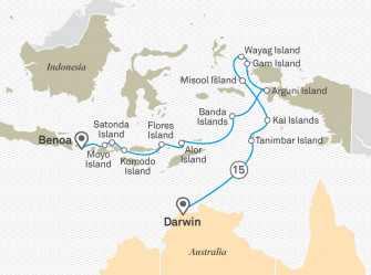Маршрут круиза «Остров Комодо и острова Специй»