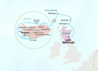 Маршрут круиза «Кельтский огонь и лед: из Эдинбурга в Рейкьявик»