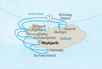 Маршрут круиза «Исследование Исландии»