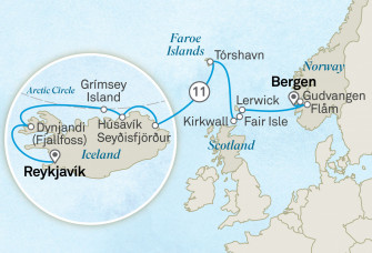 Маршрут круиза «Исландия, сказочные острова и норвежские фьорды»