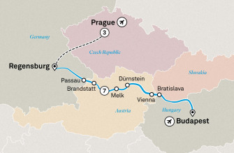 Маршрут круиза «Рождественские ярмарки Дуная и Праги»