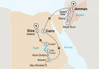 Маршрут круиза «Лучшее в Египте и в Иордании»
