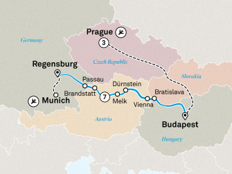 Маршрут круиза «Рождественские ярмарки Дуная и Праги»