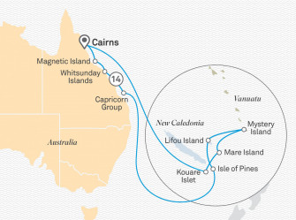 Маршрут круиза «Сокровища южной части Тихого океана»