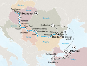 Маршрут круиза «Дельта Дуная и Турция»
