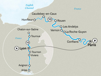 Маршрут круиза «Сокровища Сены и юг Франции»