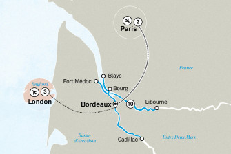 Маршрут круиза «Прекрасный Бордо, Париж и Лондон»
