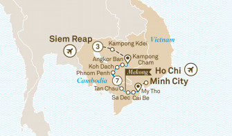 Маршрут круиза «Роскошный Меконг и храмы Ангкора»