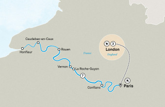 Маршрут круиза «Достопримечательности Нормандии, Сены и Лондона»