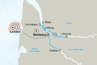 Маршрут круиза «Комбинированный тур: Бордо и Лондон»