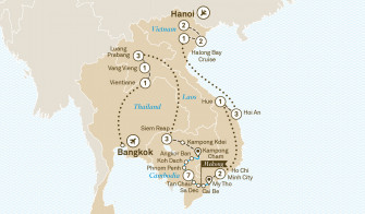 Маршрут круиза «Очарование Индокитая и круиз по Меконгу»