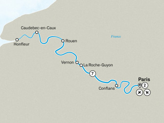 Маршрут круиза «Париж, Нормандия и жемчужины Сены »
